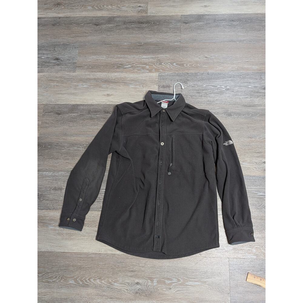 The North Face Fleece Shirt Mens Medium Brown Full Button Long Sleeve TKA 100